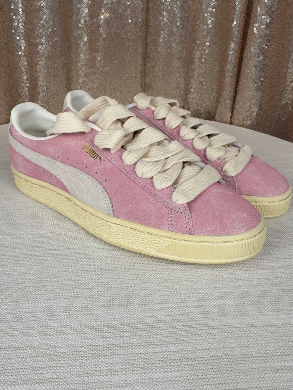 Puma Suede XL Pink Frosted Ivory Sneakers Women’s Size 7.5 NWT
